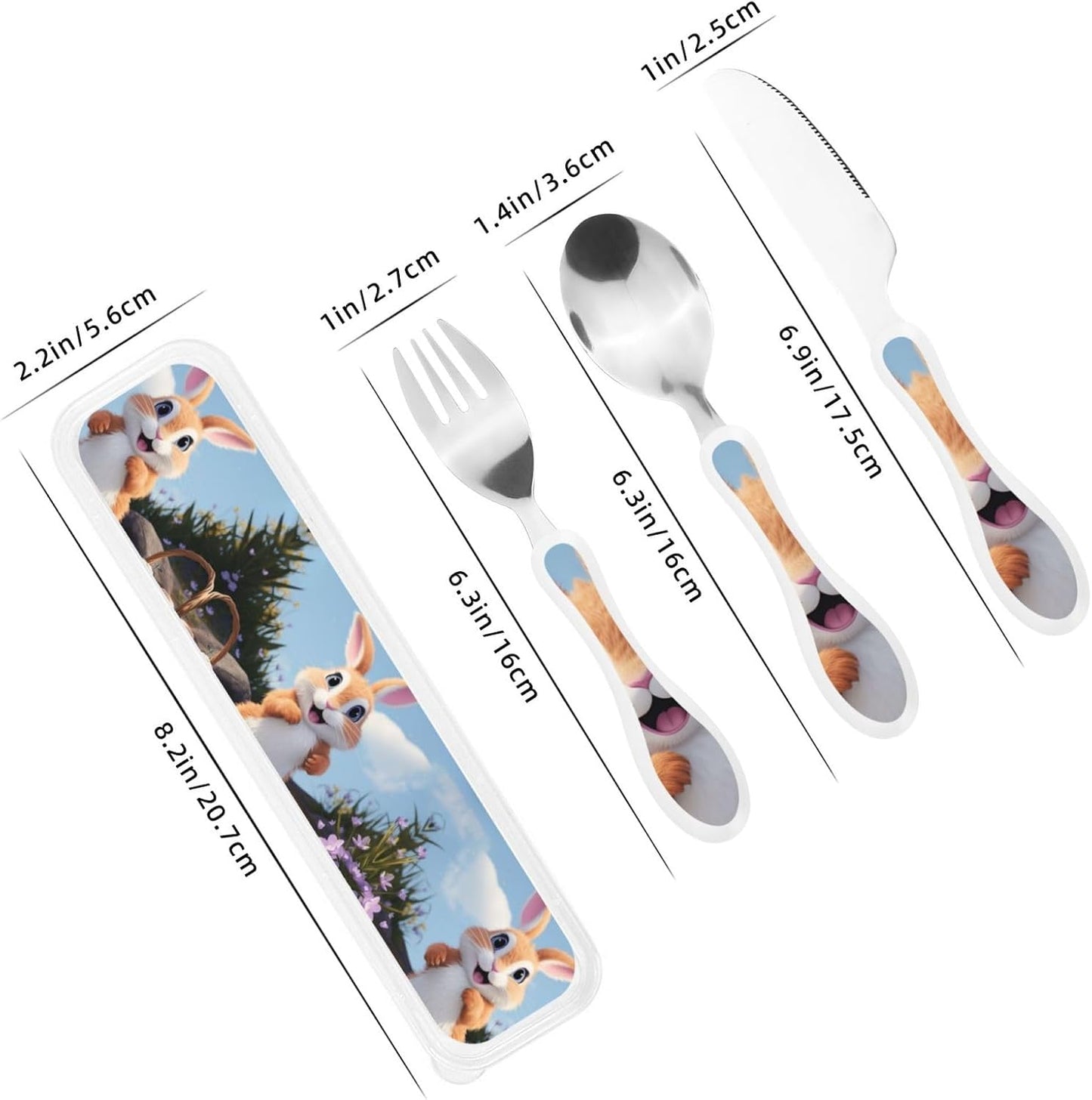 3-Piece Kids Silverware Set With Storage Case, Stainless Steel Reusable Children Safe Knife Spoon Fork Set Blue Active Girl Running Sunset Children Flatware Set For Kids Lunch Box - Colors A