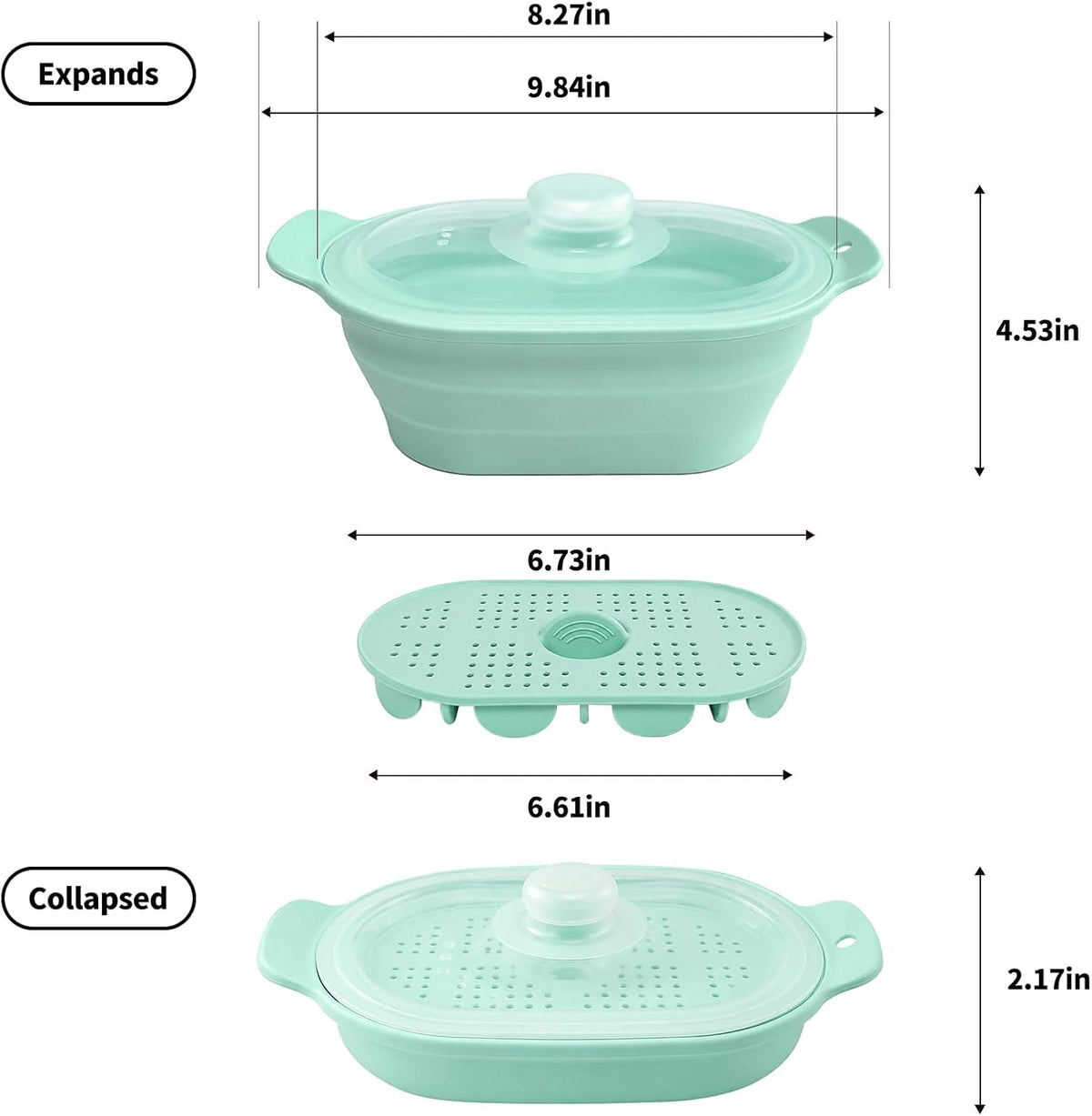 40oz Silicone Microwave Steamer For Cooking Food, Vegetable Steamer, Grey