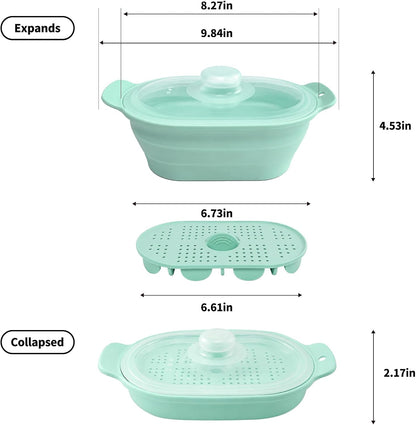 40oz Silicone Microwave Steamer For Cooking Food, Vegetable Steamer, Grey