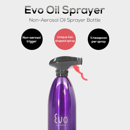 Evo Oil Sprayer 18/8 Stainless Steel, Non-Aerosol for Olive, Cooking Oils, and Vinegars, Silver, 16-Ounce Capacity