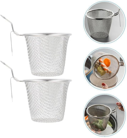 Toyvian Stainless Steel Hot Pot Basket 2 pcs Fine Mesh Strainer for Noodles Pasta Dumplings Boiling Blanching Home Kitchen and Restaurant Use