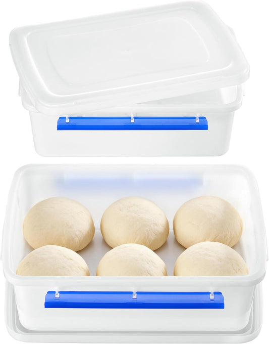 Vtopmart 2 Pcs Pizza Dough Proofing Box with Lids and Latches for 4-6 Balls
