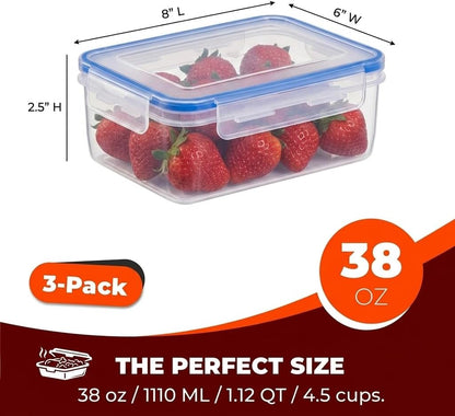 Tribello 250 oz Extra Large Airtight Food Storage Containers with SnapTight Lids – Clear, Stackable, BPA-Free Meal Prep Containers for Kitchen, Freezer & Pantry Storage