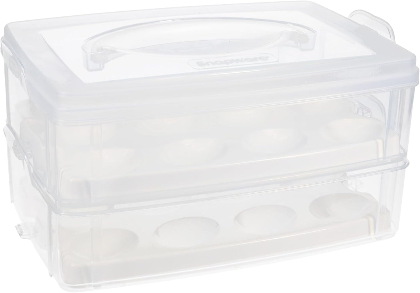Snapware 2-Layer Snap N Stack Deviled Egg Container with Handle | Stackable Egg Carrier for Parties, Potlucks, Picnics & Holidays | Secure Latching Lid for Easy Transport & Storage – Made in USA