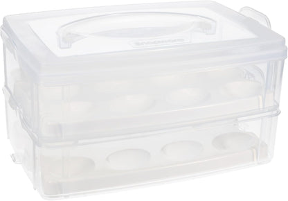 Snapware 2-Layer Snap N Stack Deviled Egg Container with Handle | Stackable Egg Carrier for Parties, Potlucks, Picnics & Holidays | Secure Latching Lid for Easy Transport & Storage – Made in USA