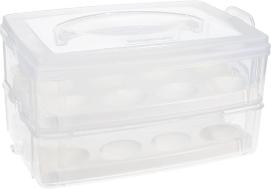 Snapware 2-Layer Snap N Stack Deviled Egg Container with Handle | Stackable Egg Carrier for Parties, Potlucks, Picnics & Holidays | Secure Latching Lid for Easy Transport & Storage – Made in USA