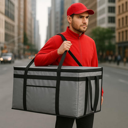 musbus Extra large XXXL Insulated Food Delivery Bag Cooler Bags Keep Food Warm Catering Therma Catering Bag for doordash 22x14x13 Cooler Bags Therma Shopper hot warming RED Pizza BLACK