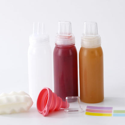 3 Hole Plastic Condiment Squeeze Bottles, 3 Pcs 13oz