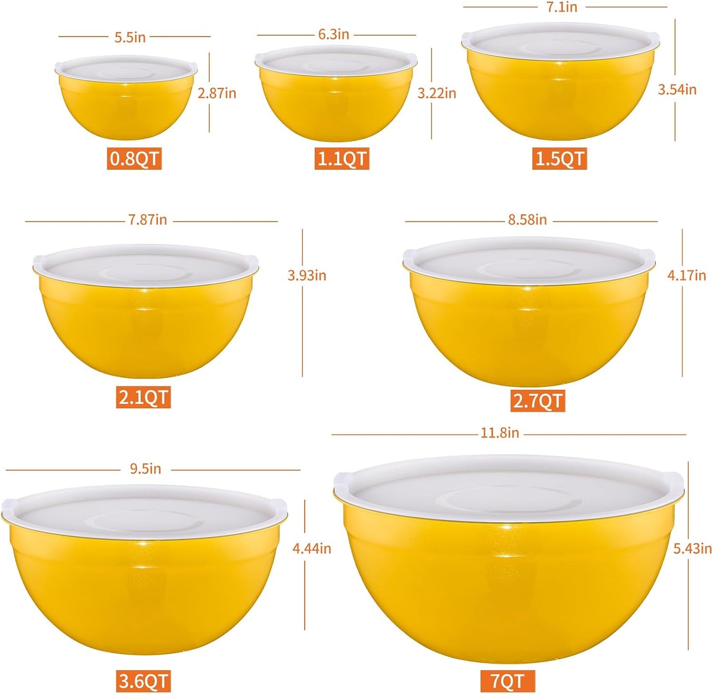 Pink Mixing Bowls with Airtight Lids, Stainless Steel Nesting Mixing Bowls Set of 7, Ideal for Baking, Prepping and Serving Food, Size 7, 3.6, 2.7, 2.1, 1.5, 1.1,0.8 QT, Stackable Design