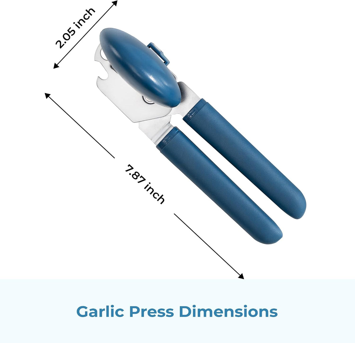 OOU Garlic Press, Stainless Steel Garlic Mincer with Premium Zinc Alloy Construction, Easy-Squeeze Ergonomic TPE Non-Slip Grip Handles, Reverse Cleaning Bumps and Dishwasher Safe Design, Blue
