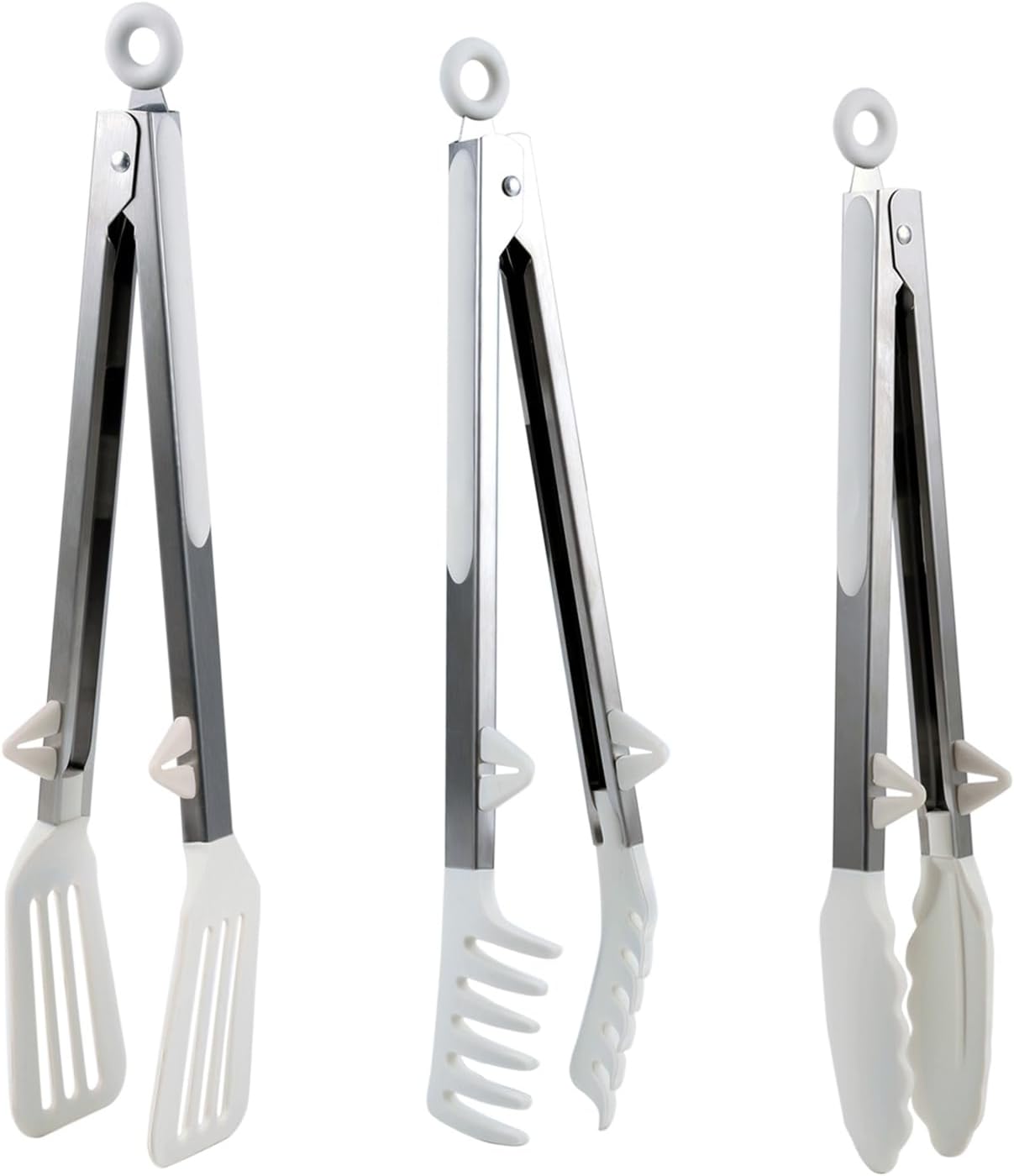 Kitchen Tongs,Set Of 3 Tongs with Silicone Tip for Cooking 9/12 Inch Stainless Steel Kitchen Tong for Meat,Food Grill,Salad,BBQ,Frying,Serving,Dishwasher (Black, 12 Inch)