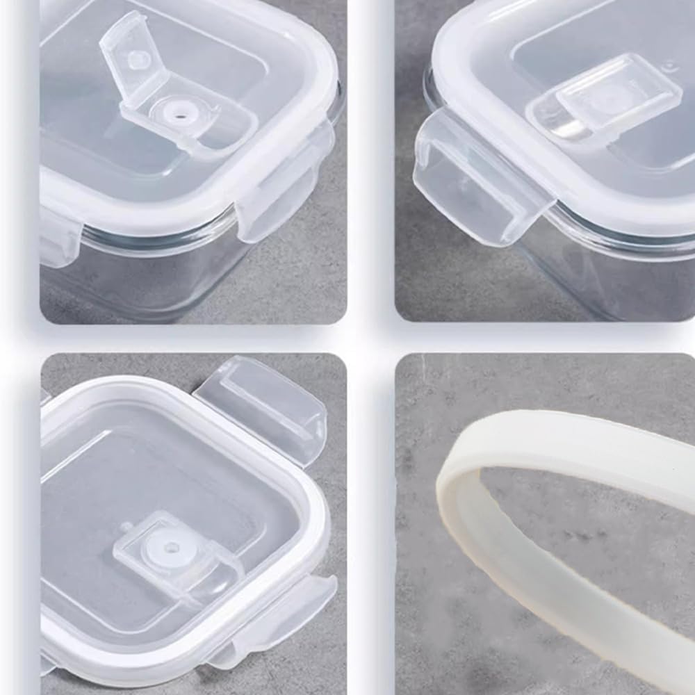 8 Pcs Square Glass Food Storage Container with Lids, 16OZ Square Glass Meal Prep Containers Set, 2 Cup glass Food Storage for Lunch Salad, Microwave, Oven, Freezer, Dishwasher Safe (4 Pack)