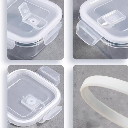 8 Pcs Square Glass Food Storage Container with Lids, 16OZ Square Glass Meal Prep Containers Set, 2 Cup glass Food Storage for Lunch Salad, Microwave, Oven, Freezer, Dishwasher Safe (4 Pack)