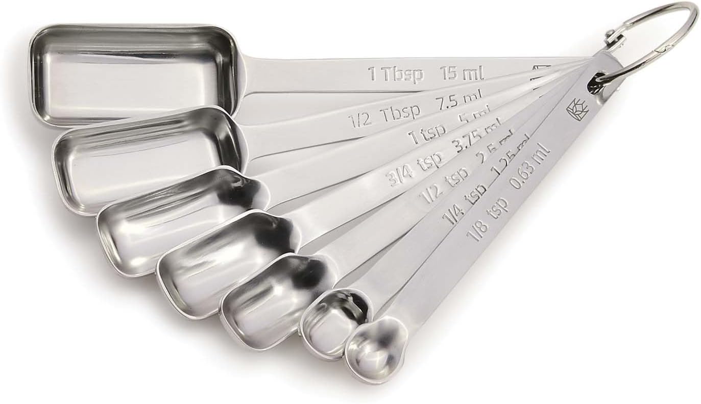 King Arthur Baking Company Spice Measuring Spoons, 18/8 Stainless Steel, 7-Piece Set, Precision Measures, For Baking And Cooking