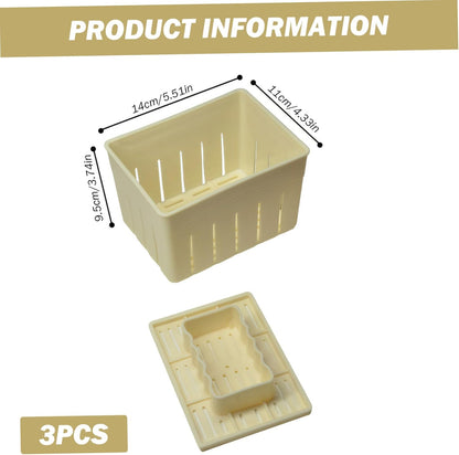 Tofu Press,3Pcs Homemade Tofu Maker,Food Grade PP Tofu Mold,Rectangular DIY Cheese Press Kitchen Gadgets, Cloth Not Included - 5.5x4.3x3.7in