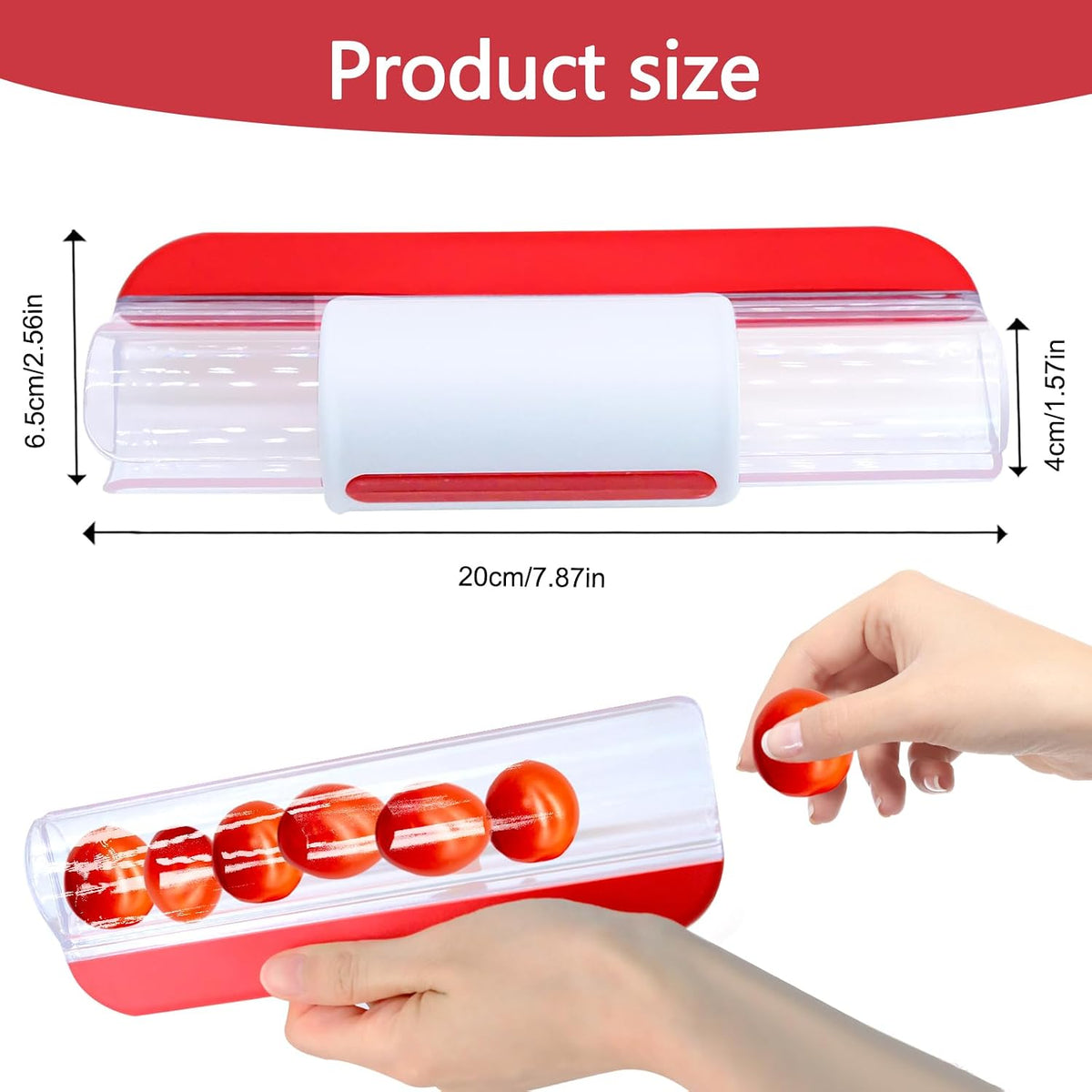 Tomato Slicer, Multi-Purpose Grape Slicer Kitchen Gadget, Tomato, Cherry, Fruit Cutter Fruit Tools into 2 Pieces (Red)