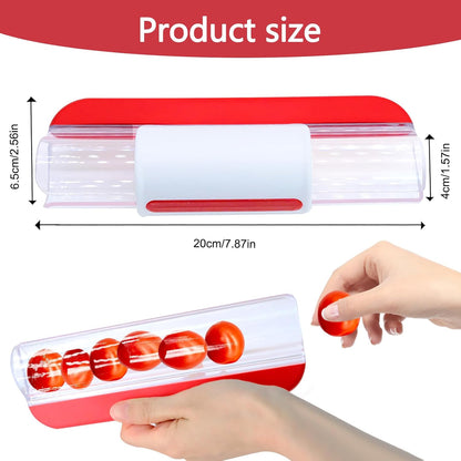 Tomato Slicer, Multi-Purpose Grape Slicer Kitchen Gadget, Tomato, Cherry, Fruit Cutter Fruit Tools into 2 Pieces (Red)