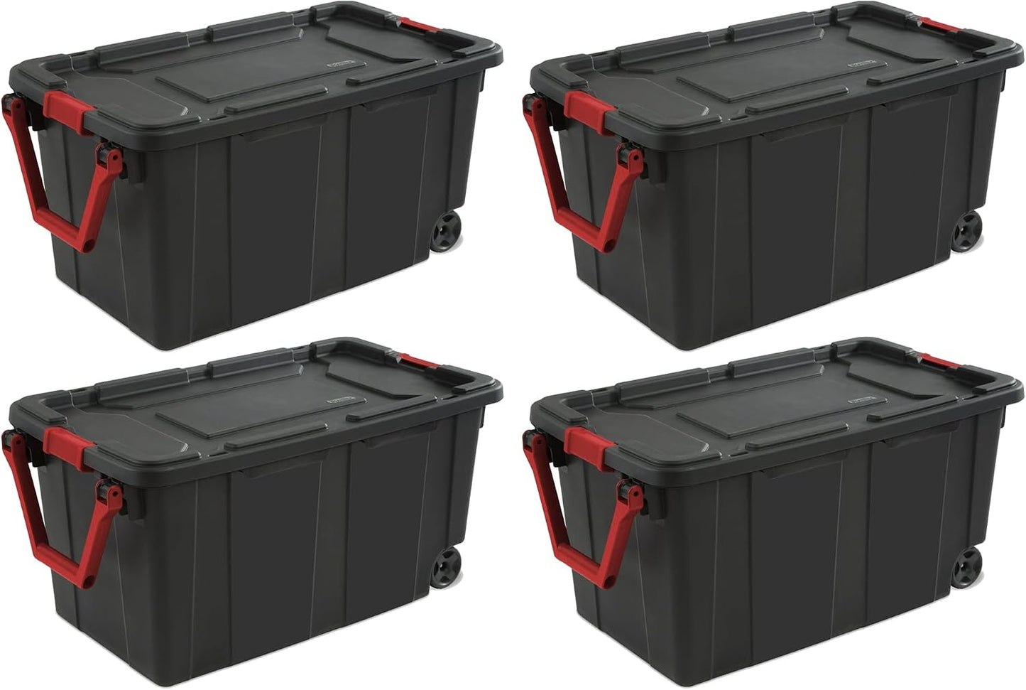 Extra Large Storage Bin, 40 Gallon Wheeled Plastic Storage Container with Handle, Green, Pack of 2 (GREEN)