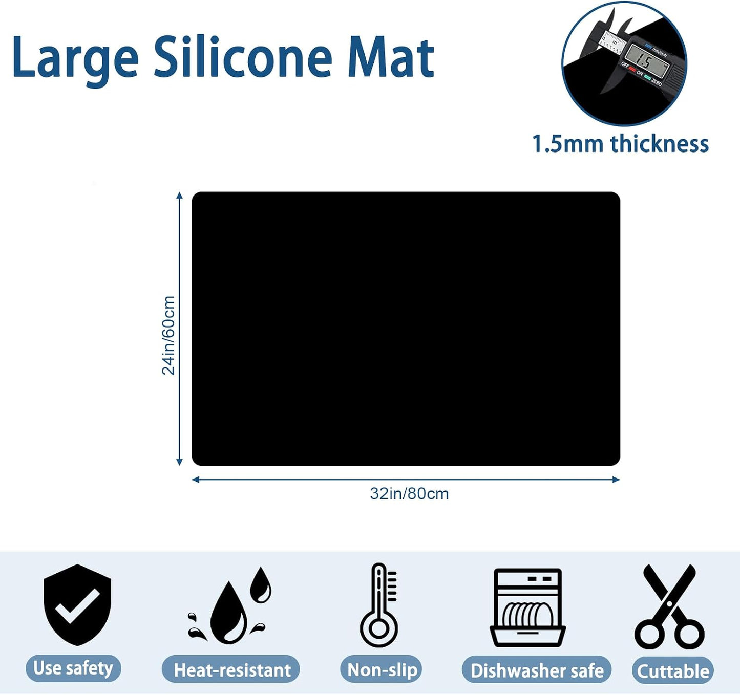 78.7"x23.6" Large Silicone Mat for Kitchen Counter, Heat Resistant Non-Slip Countertop Protector, Waterproof Silicone Craft Mat for Kitchen Island, Semitransparent