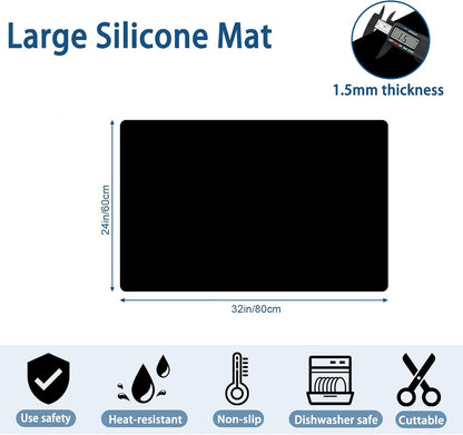 78.7"x23.6" Large Silicone Mat for Kitchen Counter, Heat Resistant Non-Slip Countertop Protector, Waterproof Silicone Craft Mat for Kitchen Island, Semitransparent
