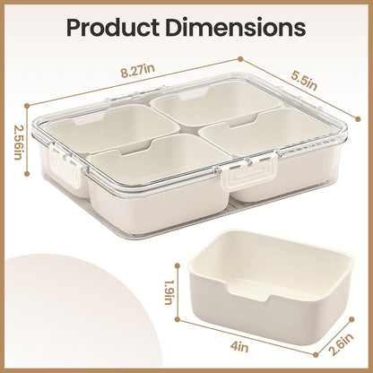 Divided Serving Tray with Lid & Handle - Versatile Snackle Box Charcuterie Container/Storage Organizer for Veggie, Fruit, Candy, Nuts - Ideal Serving Platter for Picnics, Parties, Holidays, and Travel