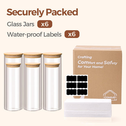 ComSaf 2Pcs Large Glass Storage Containers with Lids 4Qt, 1 Gallon Wide Mouth Flour Sugar Storage Containers, Large Capacity and Sealed for Rice, Cereal, Oat, Easy Clean and Scoop, Pantry Organization