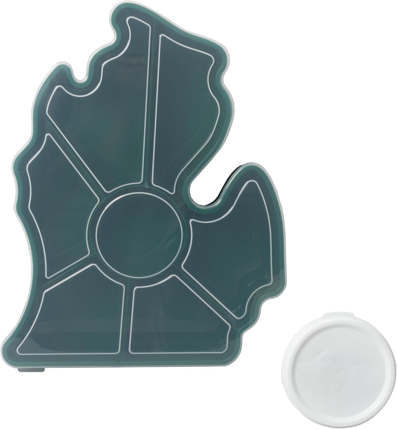 KOLORAE Michigan Serving Tray - Unique 7 Compartment Mitten State Reusable Snack Tray w/Dressing Cup. Great for Entertaining and Storage for Appetizers, Snacks, Chips & Dip