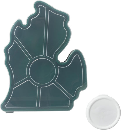 KOLORAE Michigan Serving Tray - Unique 7 Compartment Mitten State Reusable Snack Tray w/Dressing Cup. Great for Entertaining and Storage for Appetizers, Snacks, Chips & Dip
