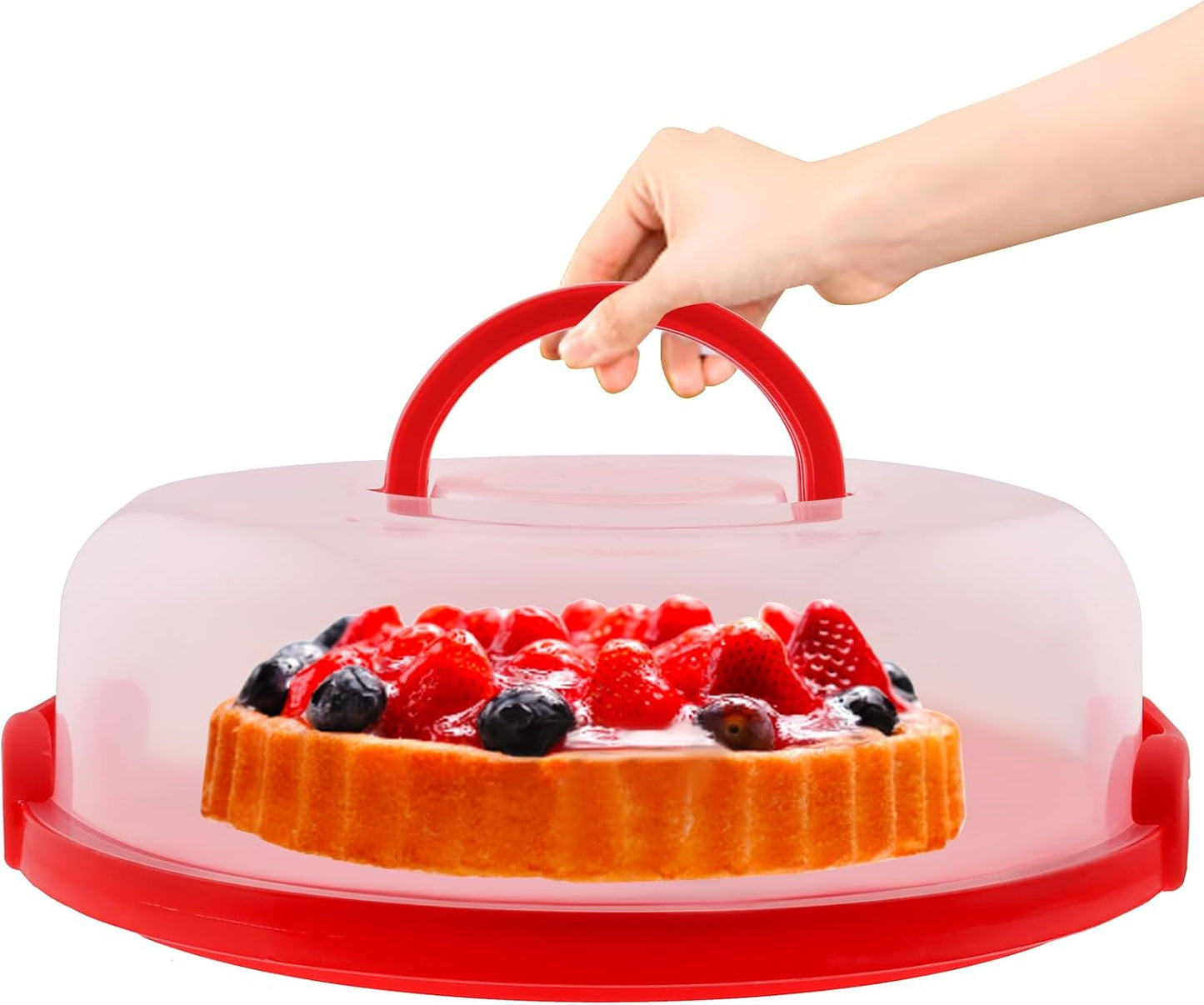 2Pcs Pie Carrier with Lid Portable Cheesecake Carrier 12 Inch Cupcake Cake for Thanksgiving Party Baby Shower Christmas (White)