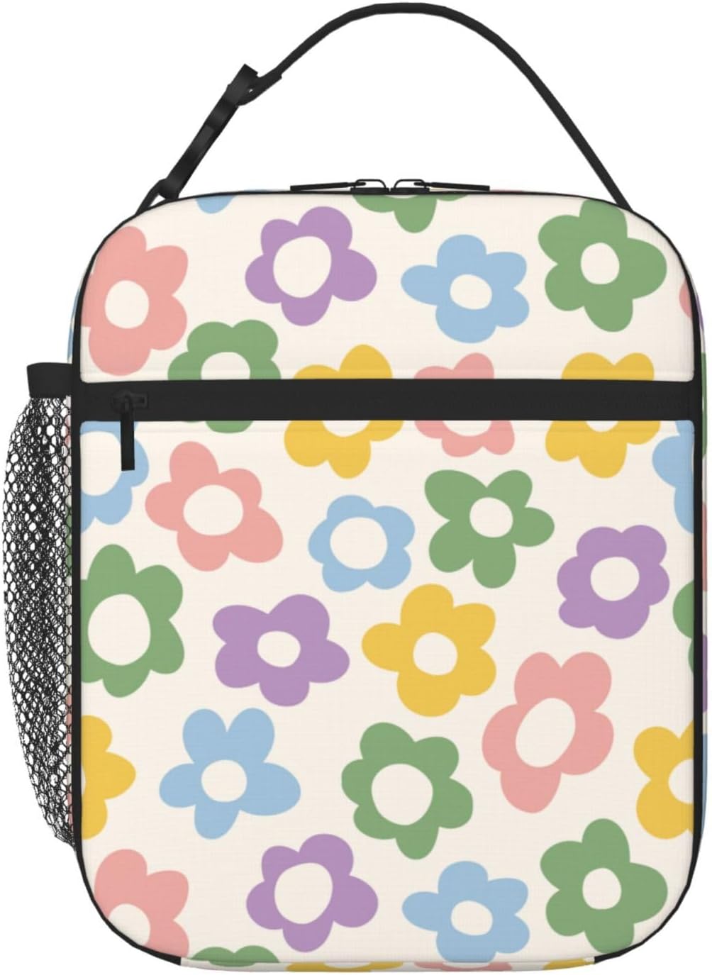 70s Retro Mushroom Floral Insulated Lunch Bag Reusable Cooler Lunch Box Portable Leakproof Thermal Container Tote Bags for Girls Boys School Travel