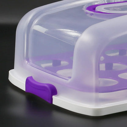 2in1 Cupcake Carrier and Cake Keeper with Lid, Rectangle Pie Carrier,Large Portable Storage Container for Storing 12 Cupcakes or 1 Large Cake (Blue)