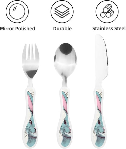 3-Piece Kids Silverware Set With Storage Case, Stainless Steel Reusable Children Safe Knife Spoon Fork Set Shih Tzu Dog Children Flatware Set For Kids Lunch Box