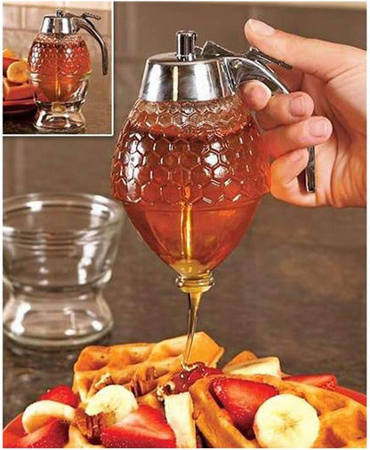 XIYUAN Honey dispenser, syrup dispenser, beautiful honeycomb honey jar, honey jar with stand