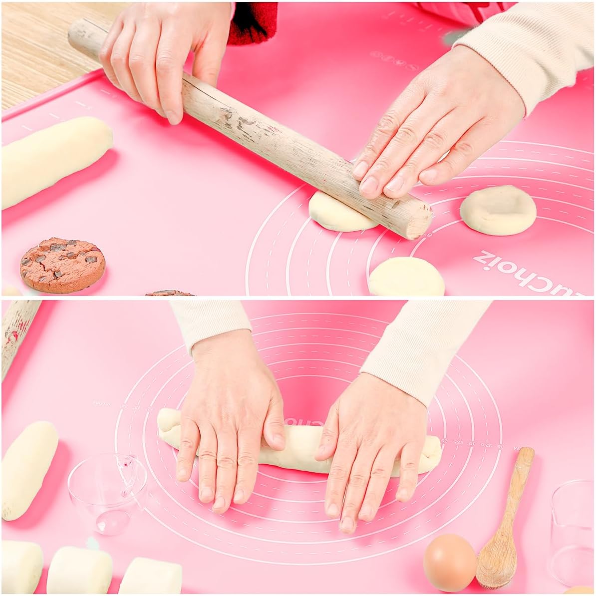 Silicone Pastry Mat 20"*16" Extra Thick Non Stick Baking Mat Food Grade Silicone Dough Rolling Bake Mat with Edge Heightening Blue