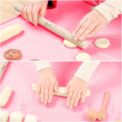 Silicone Pastry Mat 20"*16" Extra Thick Non Stick Baking Mat Food Grade Silicone Dough Rolling Bake Mat with Edge Heightening Blue