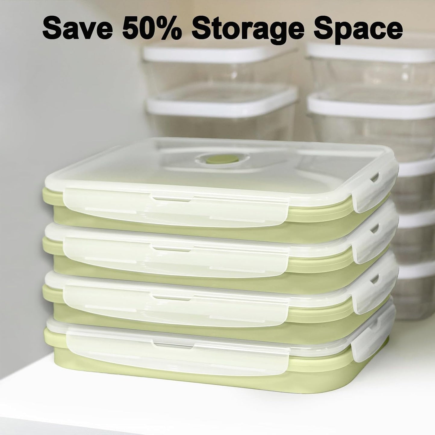 Large Silicone Food Storage Containers 68oz/2000ml 4 Pack | Collapsible Meal Prep Containers, Airtight Leakproof Lid, Containers for Camping, Microwave Freezer Dishwasher Safe