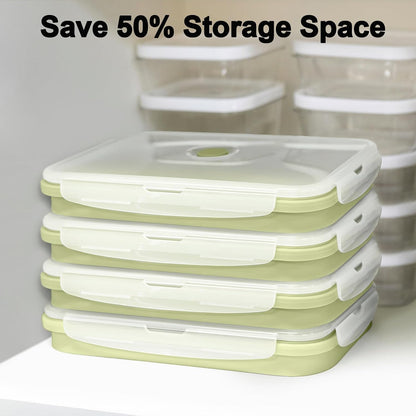 Large Silicone Food Storage Containers 68oz/2000ml 4 Pack | Collapsible Meal Prep Containers, Airtight Leakproof Lid, Containers for Camping, Microwave Freezer Dishwasher Safe