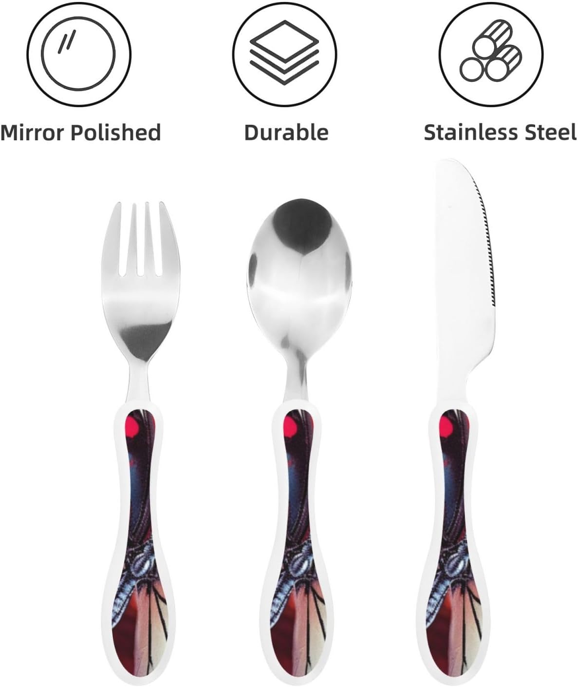 3-Piece Kids Silverware Set With Storage Case, Stainless Steel Reusable Children Safe Knife Spoon Fork Set African Animals Children Flatware Set For Kids Lunch Box