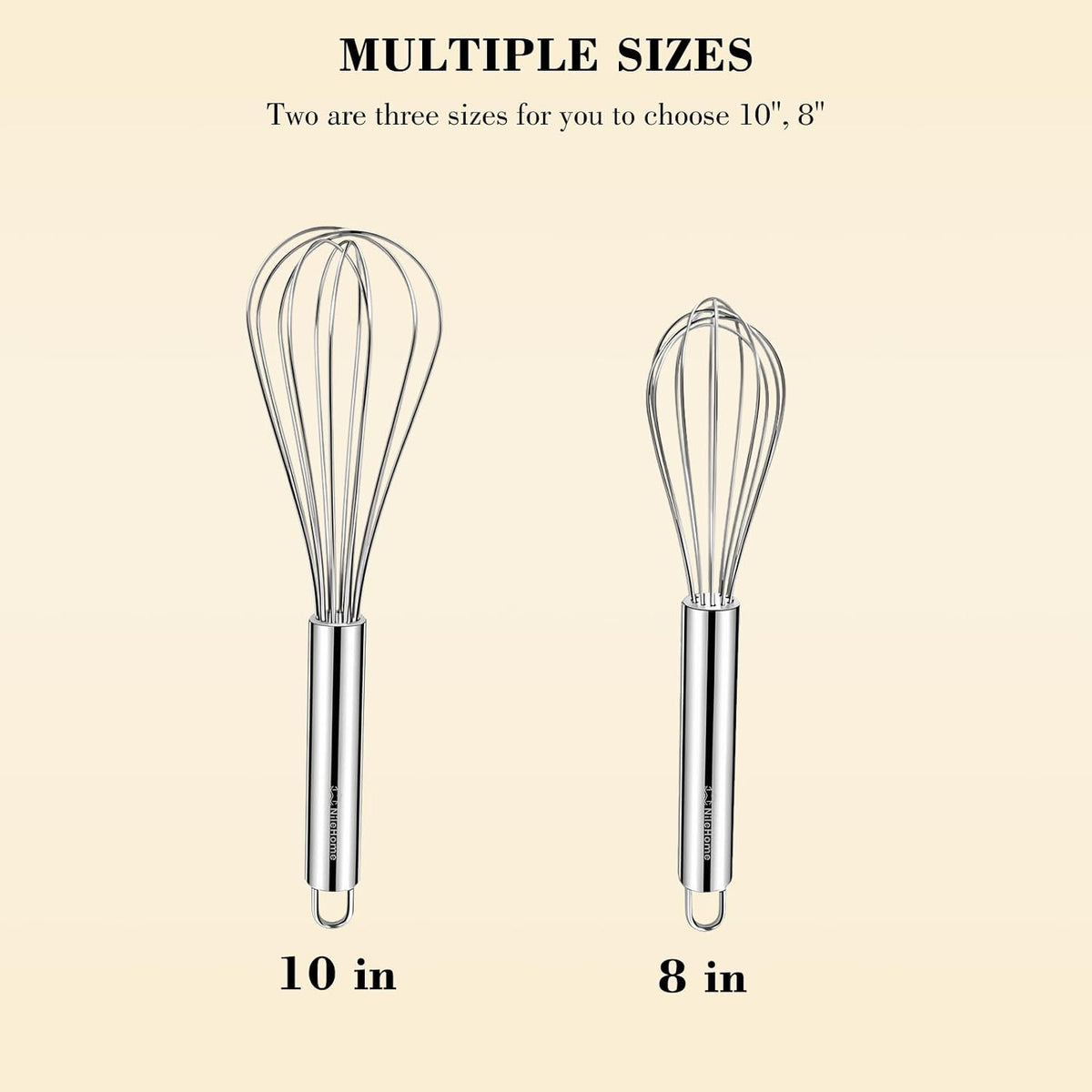NileHome 3-Pack Stainless Steel Whisk Set, Kitchen Utensils for Cooking