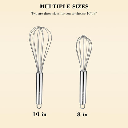 NileHome 3-Pack Stainless Steel Whisk Set, Kitchen Utensils for Cooking