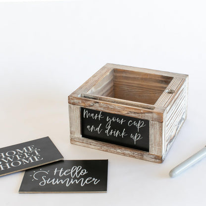 White Party Cup Holder with Marker Slot- Drink Caddy with Interchangeable Signs- Mark Your Cup and Drink Up-Hosting Essentials Wood Cup Dispenser- Brunch Supplies- Disposable Cup Holder Hostess Gifts