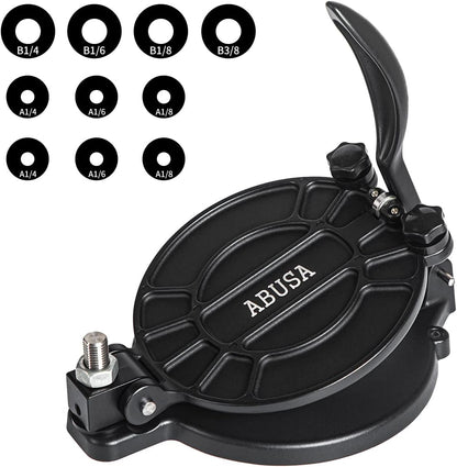 ABUSA Thickness Adjustable Tortilla Press 8 Inch Tortilla Maker Black - Roti, Dough Press, Dosa, Tawa, Tamale, Pizza, Pie, Patty (Extra Oil Paper or Patty Paper needed)