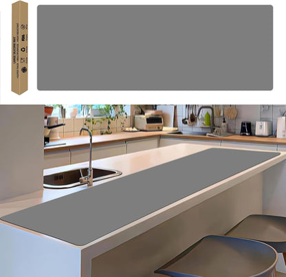 Super Large Silicone Mat, 120"x24" Silicone Mats for Kitchen Counter, Non-slip Heat Resistant Mat,Thicken Kitchen Counter Mat, Waterproof Countertop Protector for Craft (Black)