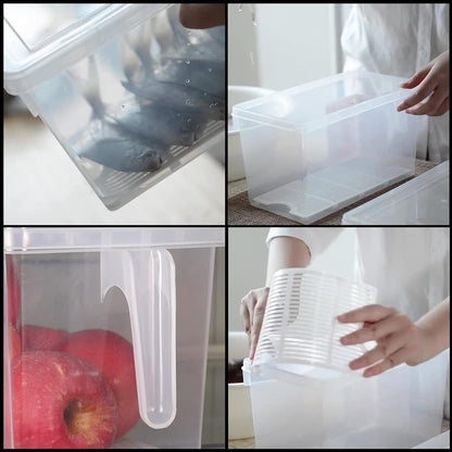 Sooyee Fridge Organizer, 4 Pack Refrigerator Organizer Bins, Clear with Handle & Lid, Fruit Containers for Fridge, Fridge Storage to Keep Fresh for Food, Vegetables, 5L