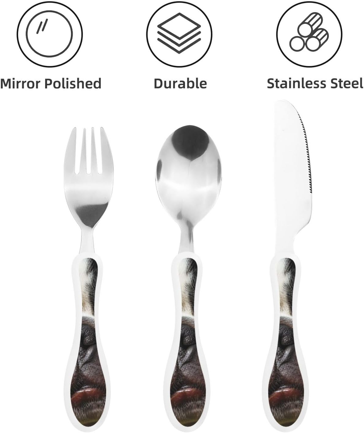 3-Piece Kids Silverware Set With Storage Case, Stainless Steel Reusable Children Safe Knife Spoon Fork Set Shih Tzu Dog Children Flatware Set For Kids Lunch Box