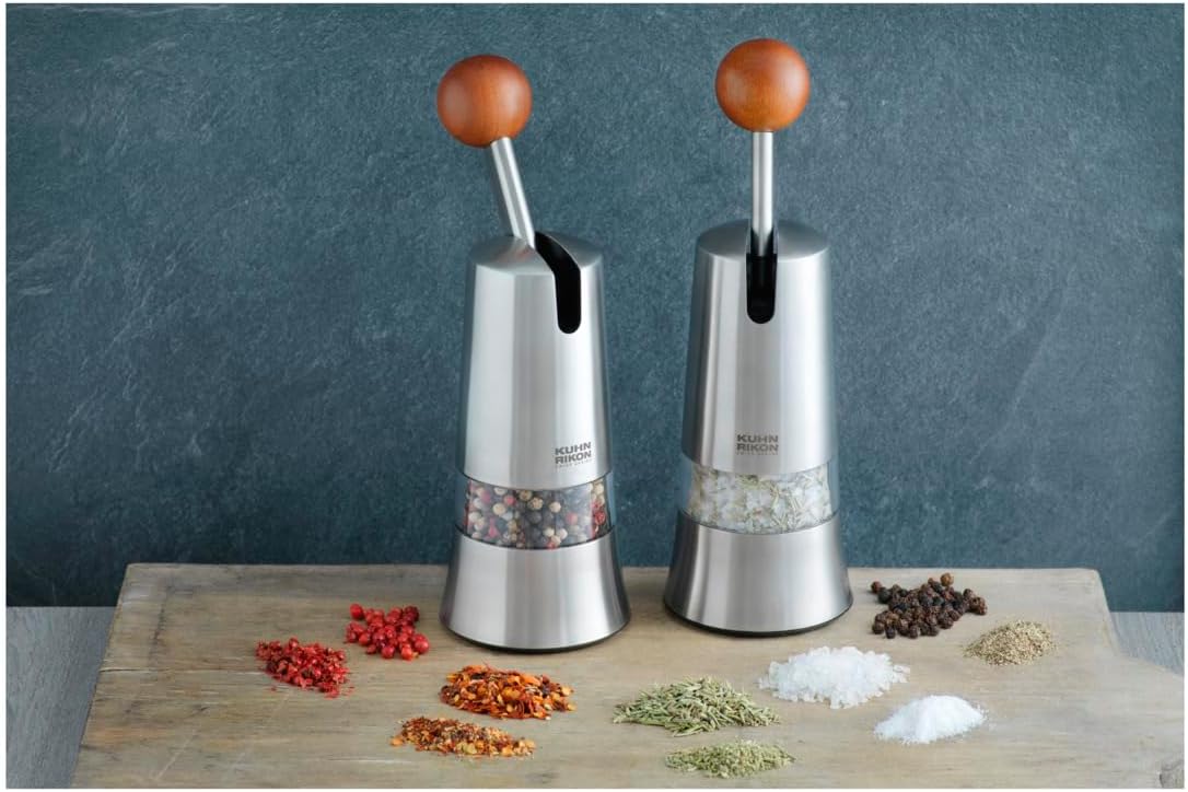 Kuhn Rikon Adjustable Ratchet Grinder with Ceramic Mechanism for Salt, Pepper and Spices, 8.5 x 2.25 inches, Black