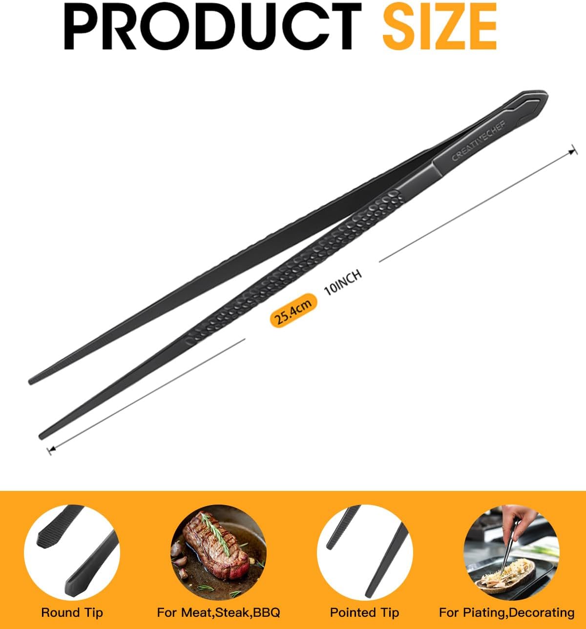 Cooking Tweezers, Chef's Tweezers Tongs, Universal for all kinds of cooking, steak, plating, pasta and many other scenarios (1PC Set)