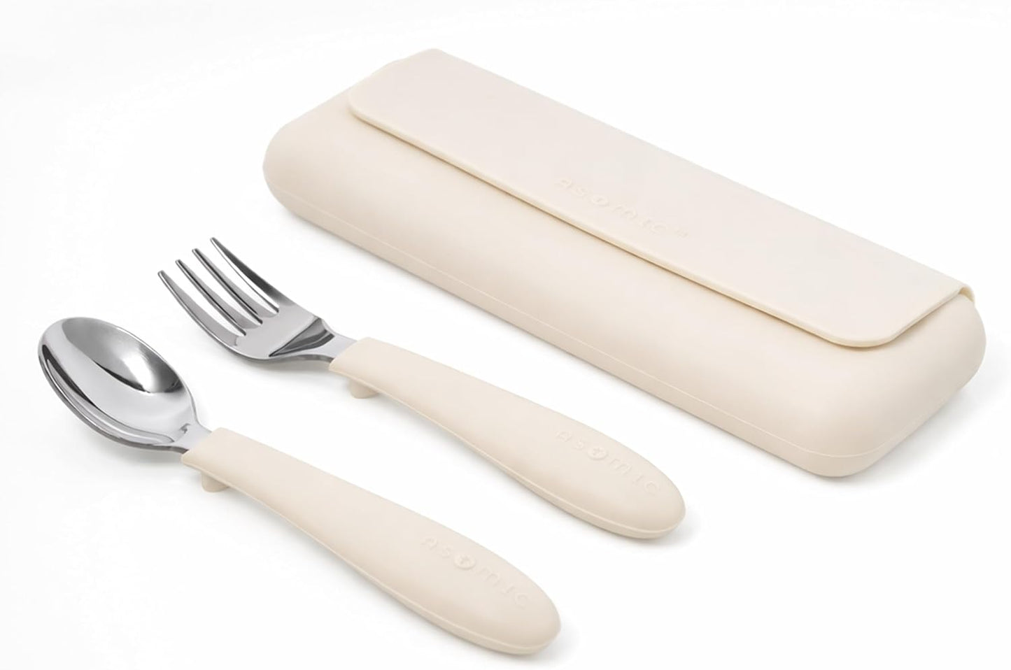 ASOMIC® Premium 316 Stainless Steel Toddler Utensils with Silicone Handles & Travel Case, Kids Spoon & Fork Set for Toddler Self Feeding at Daycare, Preschool & School, BPA-Free, Dishwasher Safe