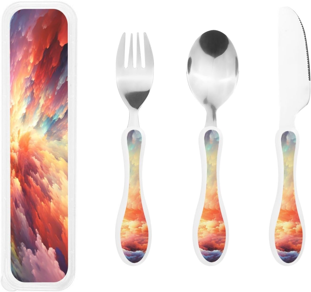 3-Piece Kids Silverware Set With Storage Case, Stainless Steel Reusable Children Safe Knife Spoon Fork Set Alpaca Cactus Children Flatware Set For Kids Lunch Box