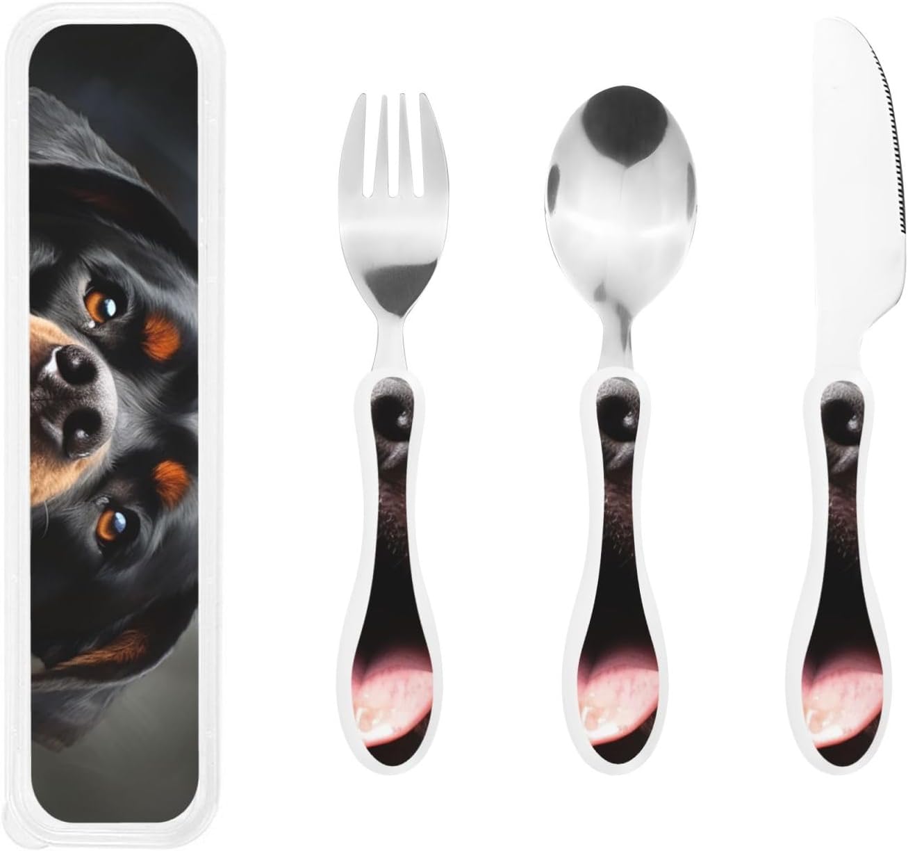 3-Piece Kids Silverware Set With Storage Case, Stainless Steel Reusable Children Safe Knife Spoon Fork Set Shih Tzu Dog Children Flatware Set For Kids Lunch Box